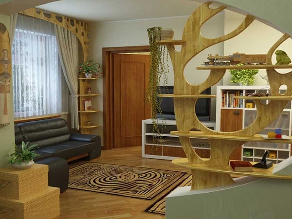 Vách ngăn gỗ đẹp cho phòng khách gia đình