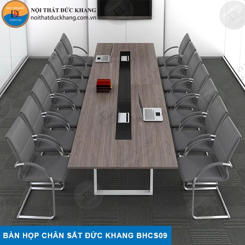 DKBHCS09 | Bàn họp 14 chỗ ngồi, chân sắt mặt gỗ KT 4mx1m4
