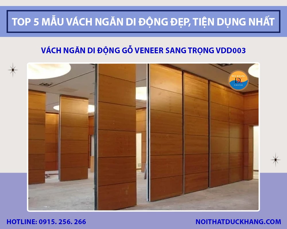 Vách ngăn di động gỗ veneer sang trọng VDD003 Vách ngăn di động gỗ veneer sang trọng VDD003