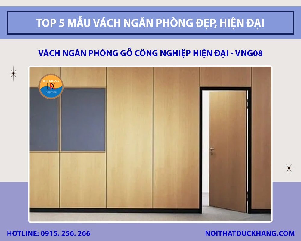 Vách ngăn phòng gỗ công nghiệp hiện đại - VNG08