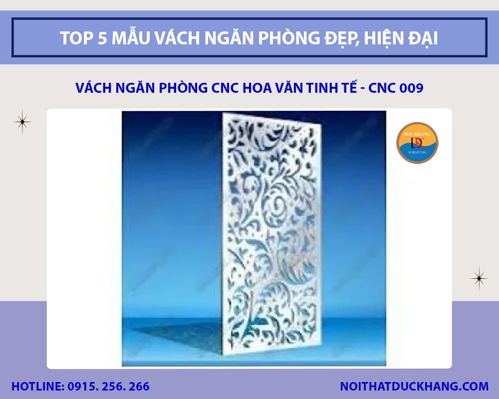 Vách ngăn phòng CNC hoa văn tinh tế - CNC 009