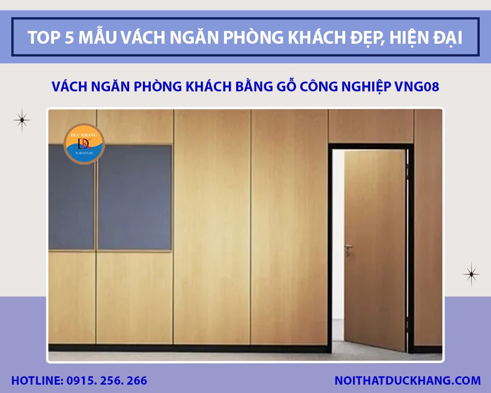 Vách ngăn phòng khách bằng gỗ công nghiệp VNG08