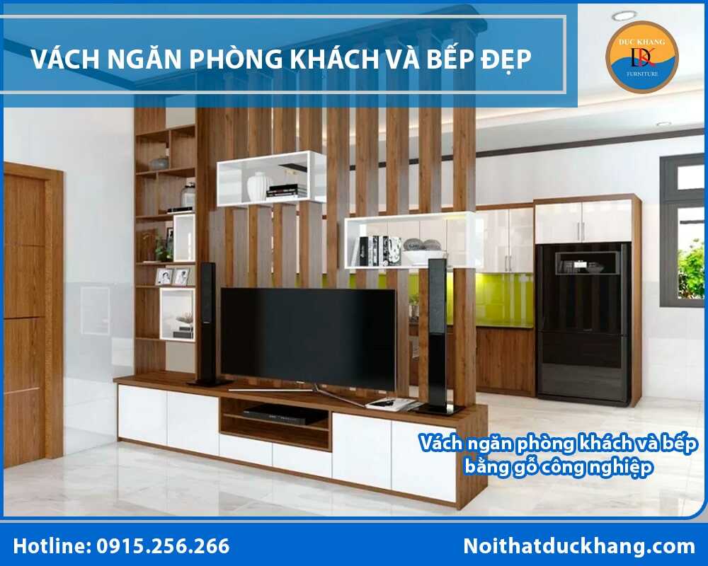 Vách ngăn phòng khách và bếp đẹp hiện đại - Báo giá 2025