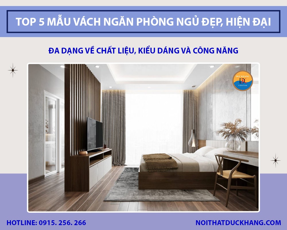 Top 5 mẫu vách ngăn phòng ngủ đẹp, hiện đại nhất 2025