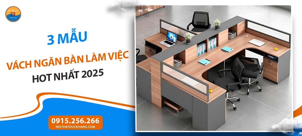 Vách ngăn bàn làm việc bằng gỗ công nghiệp