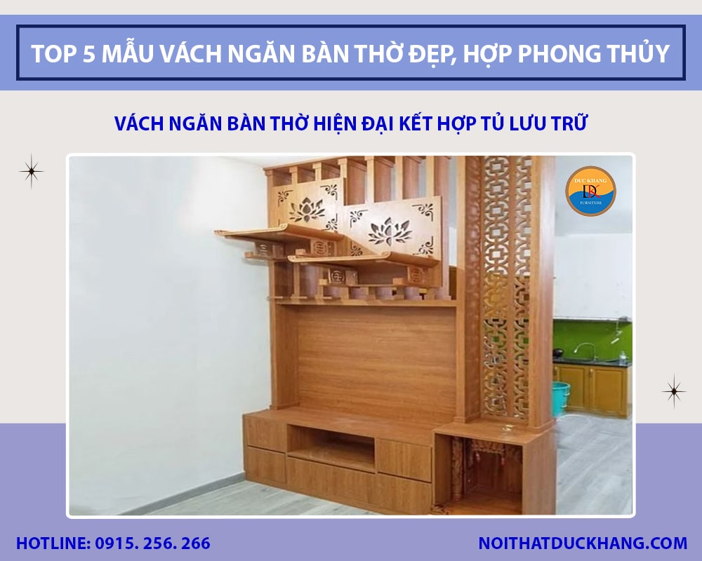 Vách ngăn bàn thờ hiện đại kết hợp tủ lưu trữ Vách ngăn bàn thờ hiện đại kết hợp tủ lưu trữ