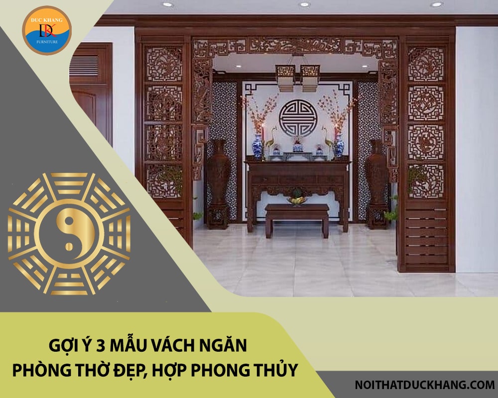Vách ngăn phòng thờ gỗ tự nhiên chạm khắc tinh xảo