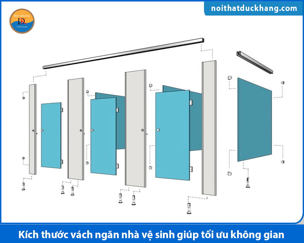 Kích thước vách ngăn nhà vệ sinh giúp tối ưu không gian